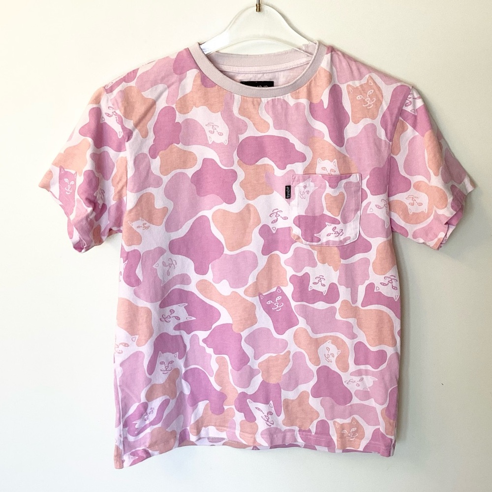 Ripndip Short Sleeve Invisible Lord Nermal Camo T-Shirt - Pink - S